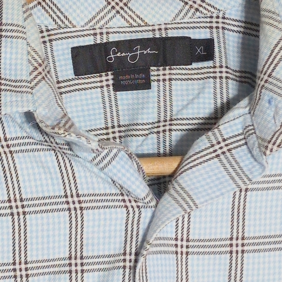 Men's Blue Windowpane Checkered Shirt By Sean John Sx XL - Picture 4 of 5